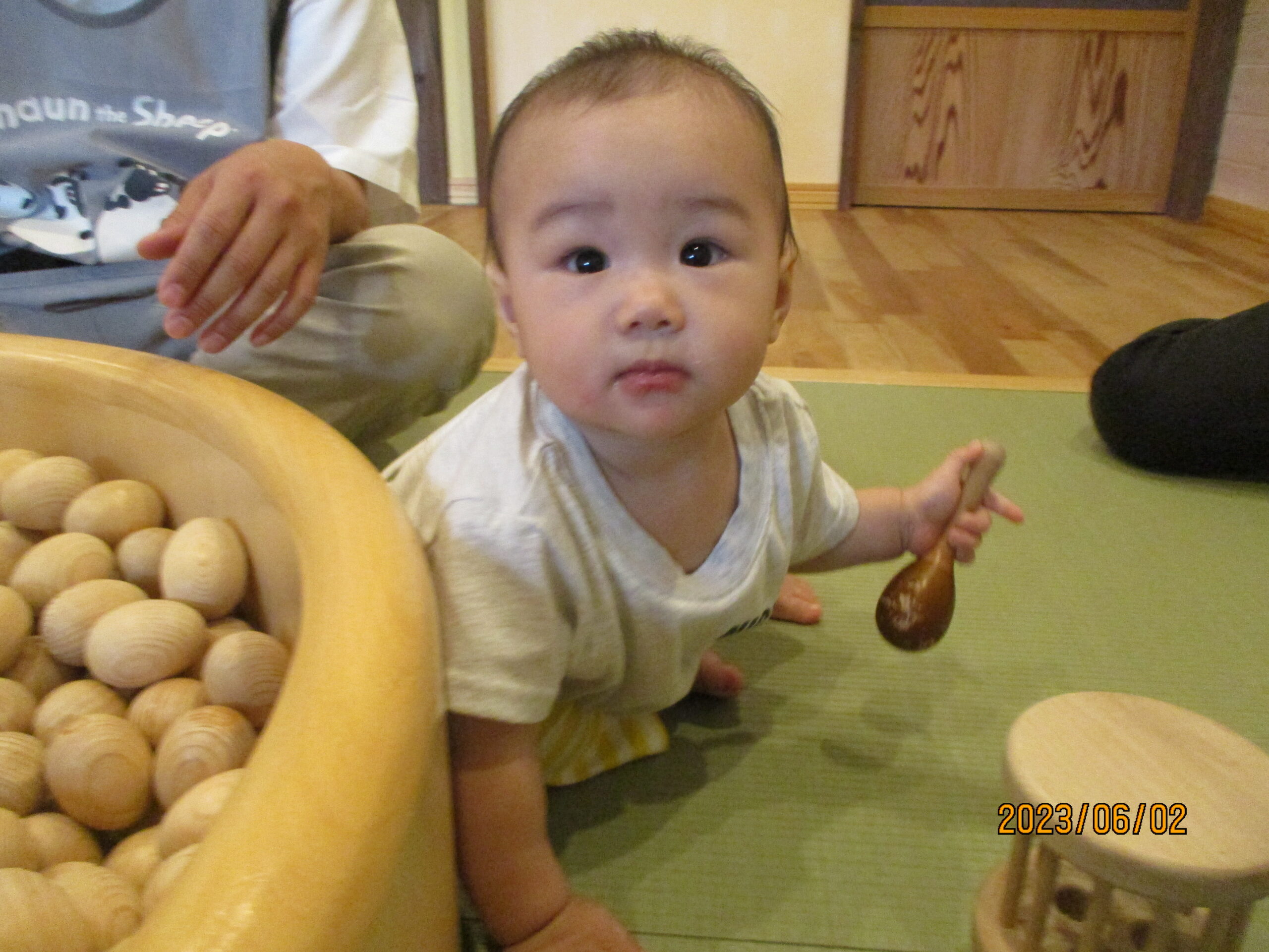 藤野園　どんぐり組　木の感触、気持ちいい～♪