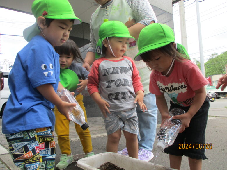 藤野園　ひまわりの種植えしたよ♪