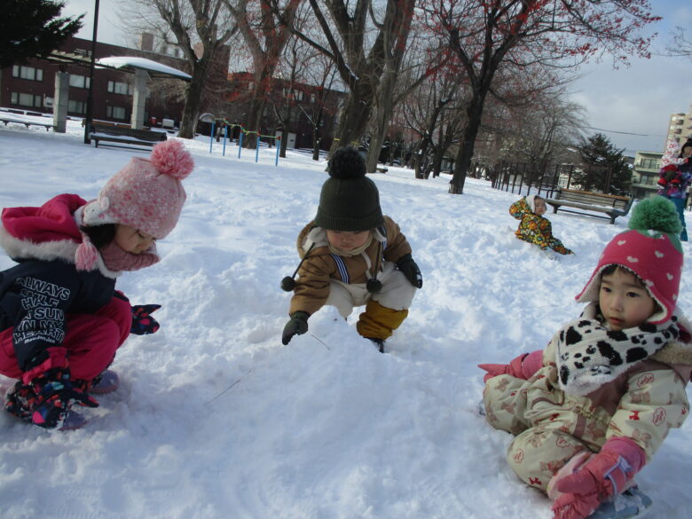 白石園　みんなで雪遊びをしたよ❄️☃️