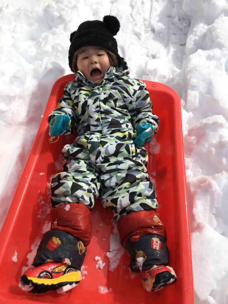 藤野園　むくどり公園でそり遊び　くるみ組